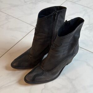 Free People Black Ankle Booties with Western Influence